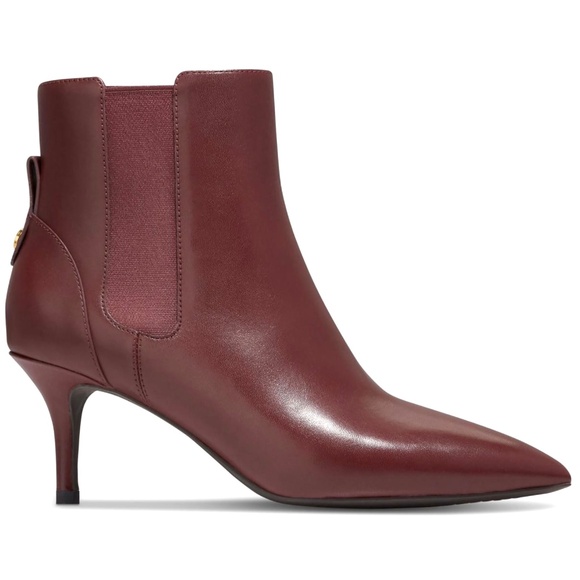 COLE HAAN Go-To-Park BLOODSTONE Leather Booties Pointed Toe Stiletto heel boots - Picture 3 of 11